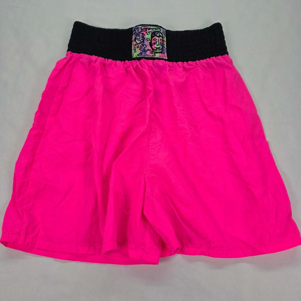 Vintage Shell Shock Neon Pink Nylon Athletic Shorts Womens Large Hot Pink 90s